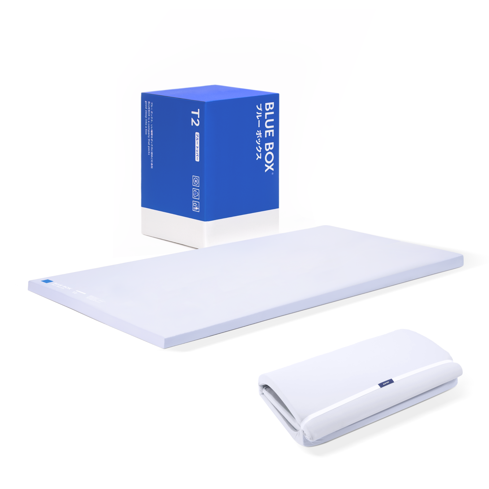 Blue Box Mattress Topper — 6cm Thick, Tri-Fold, High-Density, Anti-Bacterial/Deodorizing, 2-Layer Support, Pressure Relief, Side & Back Sleepers, Breathable, Low-Rebound Foam